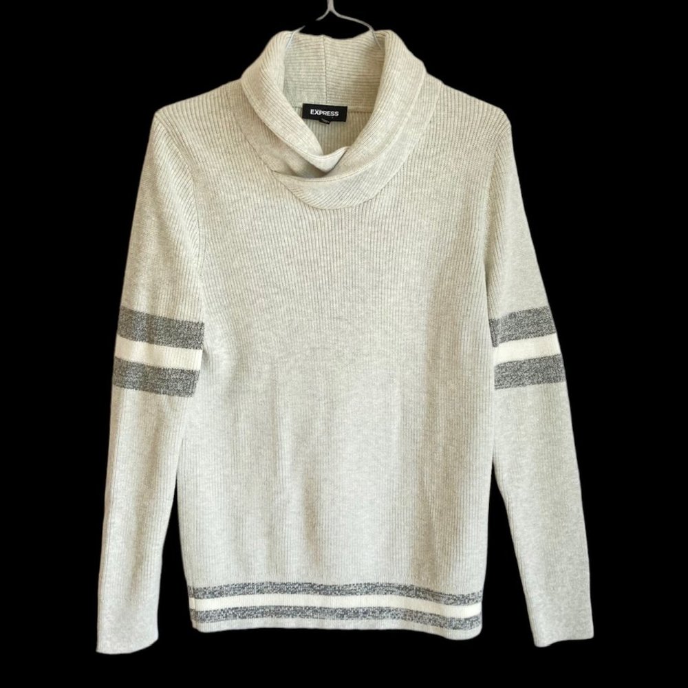 EXPRESS Preppy Varsity Striped Cotton Knit Collared Pullover Sweater